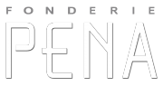 Logo de la Fonderie PENA sur fond sombre